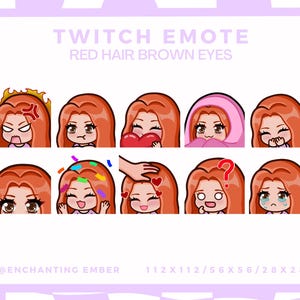 Stream Emote - Redhead/Ginger brown eyed female chibi emote - Twitch/Youtube/Tiktok/Discord/Stream/Anime/Chibi