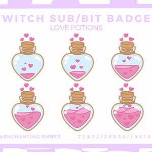 Sub/bit badges - Pink Love Potion - Twitch/Youtube/Tiktok/Discord/Stream/Kawaii/Magical