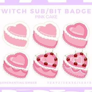 Insignias de suscripción/bit - Pastel de corazón rosa vintage - Twitch/Youtube/Tiktok/Discord/Stream/Kawaii/Pastel/Panadería/Coquette/Emoji/Emotes