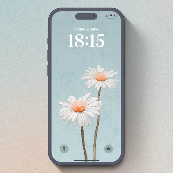 iPhone Wallpaper Boho Floral Phone Lock Screen Premium Spring iOS Home Screen Watercolor Daisy Background Flower Digital Download