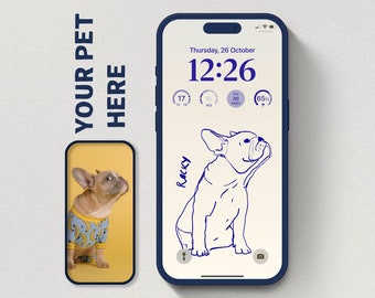 Phone Background Dog Custom One Line iPhone Wallpaper Minimal Line Art Home Screen Personalized Portrait Aesthetic Phone Wallpaper Download