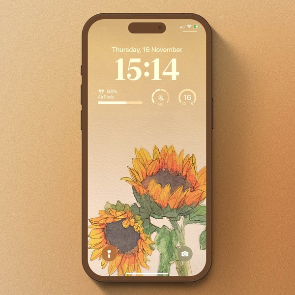 Phone Background Floral Warm Tones iPhone Wallpaper Spring Watercolor Flower Home Screen Boho Aesthetic Phone Wallpaper Digital Download