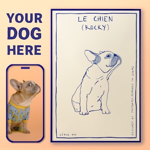 Portrait de chien personnalisé une ligne affiche art minimaliste portrait de chien personnalisé numérique affiche personnalisée esthétique art mural moderne chien beige mémorial