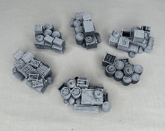 6 large stacks or supply crates