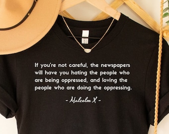 Malcolm X Shirt Oppressor Quote to Decolonize Mainstream Media, Free Palestine Shirt for Human Rights, No Human is Illegal on Stolen Land