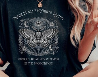 Edgar Allan Poe Shirt, Dark Academia Celestial Moth T Shirt - Bookish Gift for Her - Literary Poe Ligeia Quote Poet Shirt - Fairy Grunge Tee