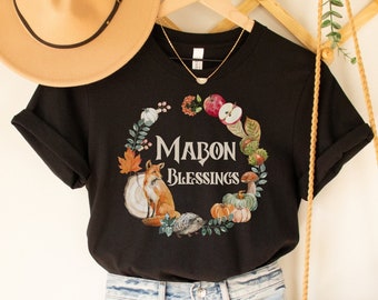Mabon Shirt for Harvest Festival, Mabon Blessings for Autumn Equinox Wheel of the Year Pagan Sabbat, Cottagecore Gift for Witchy Friend