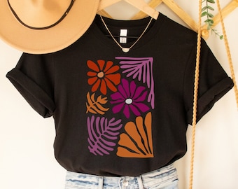 Subtle Lesbian Shirt for WLW Lesbian Gift Idea, Lesbian Pride Flower Block Print Wildflower Tshirt for LGBTQ Friend