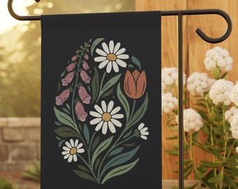Foxglove Daisy Tulip Garden Flag: Boho Floral FDT Yard Sign