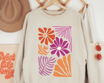 Sudadera lesbiana sutil para WLW Lesbian Gift Idea, sudadera de flores silvestres con estampado de bloques de flores del orgullo lésbico para un amigo LGBTQ