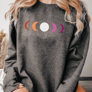 Lesbian Sweatshirt for Subtle Pride LGBTQ Gift, Moon Sweatshirt for Witchy Lesbian Wife, WLW Celestial Sweatshirt for Lesbian Pride