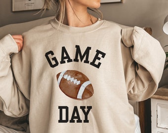 Football Game Day Sweatshirt for Tailgate Party, College Style Fantasy Football Watching Shirt for Mama, Watercolor Football Shirt