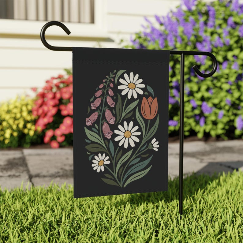 Foxglove Daisy Tulip Garden Flag: Boho Floral FDT Yard Sign image 2
