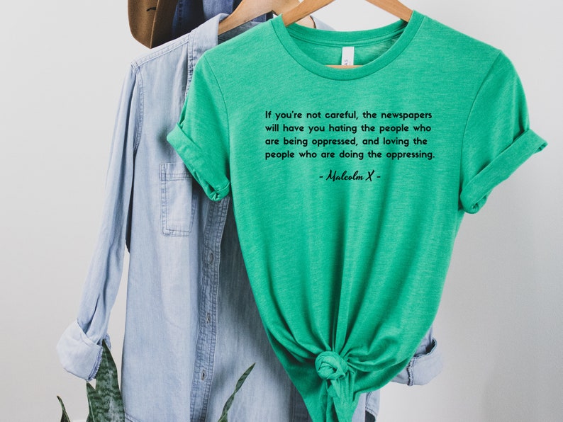 Malcolm X Shirt Oppressor Quote to Decolonize Mainstream Media, Free Palestine Shirt for Human Rights, No Human is Illegal on Stolen Land Heather Kelly