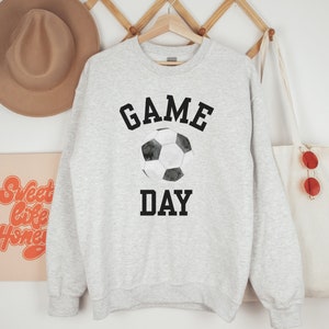 Game Day Sweatshirt for Soccer Season, Simple Preppy College Style Futbol Watching Shirt Women for Soccer Mom Gift, Coach Wife Shirt Ash