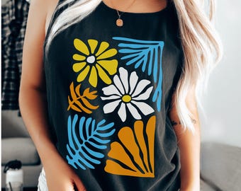 Aroace Pride Tank Top: Comfort Colors Abstract Flower Print