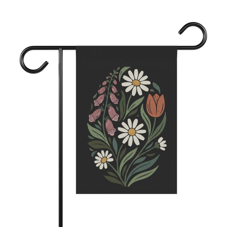 Foxglove Daisy Tulip Garden Flag: Boho Floral FDT Yard Sign image 3