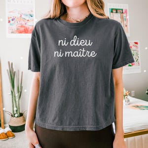 Ni Dieu Ni Maître Crop Top  - No Gods No Masters Women&#39;s Boxy Tee - Anti Capitalism Tshirt for Leftist Gift