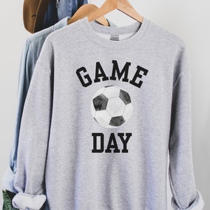 Game Day Sweatshirt for Soccer Season, Simple Preppy College Style Futbol Watching Shirt Women for Soccer Mom Gift, Coach Wife Shirt Sport Grey