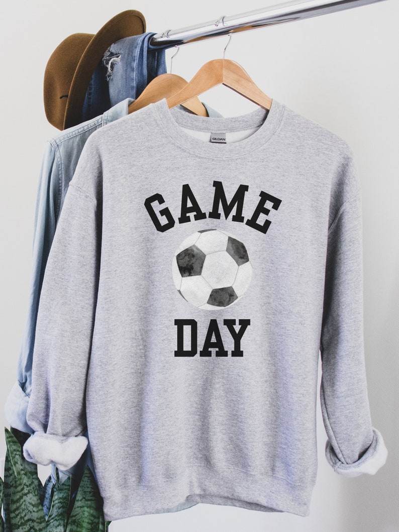 Game Day Sweatshirt for Soccer Season, Simple Preppy College Style Futbol Watching Shirt Women for Soccer Mom Gift, Coach Wife Shirt Sport Grey