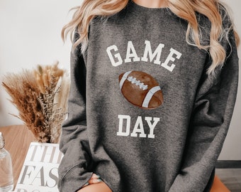 Gameday Sweatshirt for Football Season Tailgate Party, Simple Preppy College Style Fantasy Football Watching Shirt Women for Girlfriend