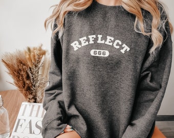 Angel Number Sweatshirt for Spiritual Gift, Reflect Shirt for Angel Number 666 Numerology, College Preppy Sweater for Plus Size Best Friend
