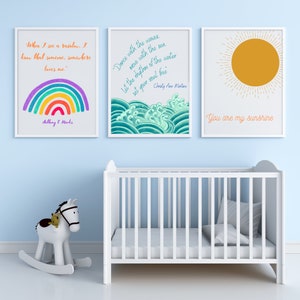 Regenbogen, Sonnenschein & Welle Drucke, Spruch Wandkunst, Spielzimmer Drucke, Kinderzimmer Deko, Kinderzimmer Deko, Digitale Kunst