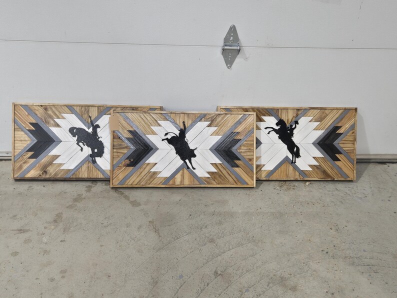 Handmade Downward Saddle Bronc Wood Wall Art - Etsy