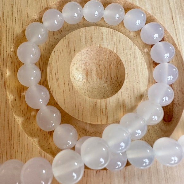 Genuine Natural White Agate Gemstone Loose Beads Grade 7A Top Quality Round Shape