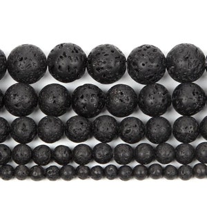 Genuine Natural Lava Volcanic Rock Gemstone Loose Beads Grade 3A Round Shape