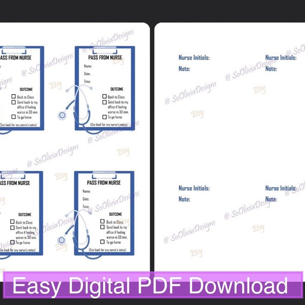 valentine no homework pass School Nurse / Health Office Pass — PDF Download - School Nursing - Nurse Hall Pass - School Hall Pass - School Nurse Pass - School Nurse RN