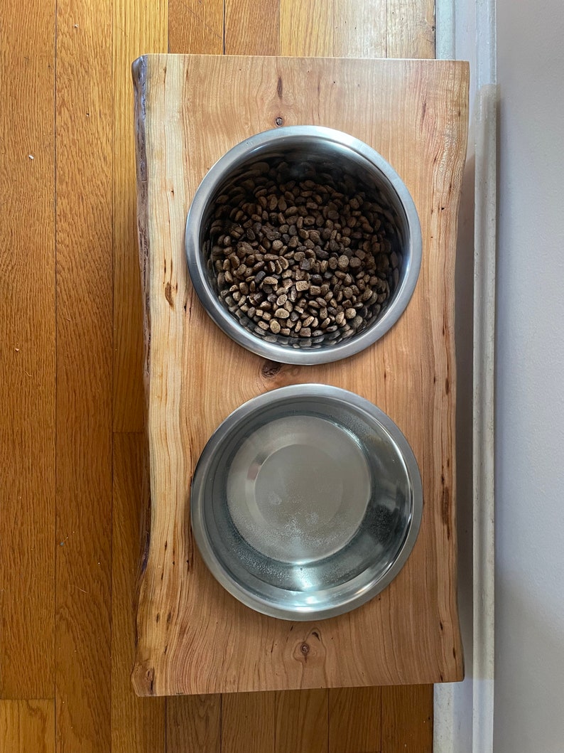 Live Edge Wood Dog Bowl Holder / Feeder Station / Rustic & Farmhouse