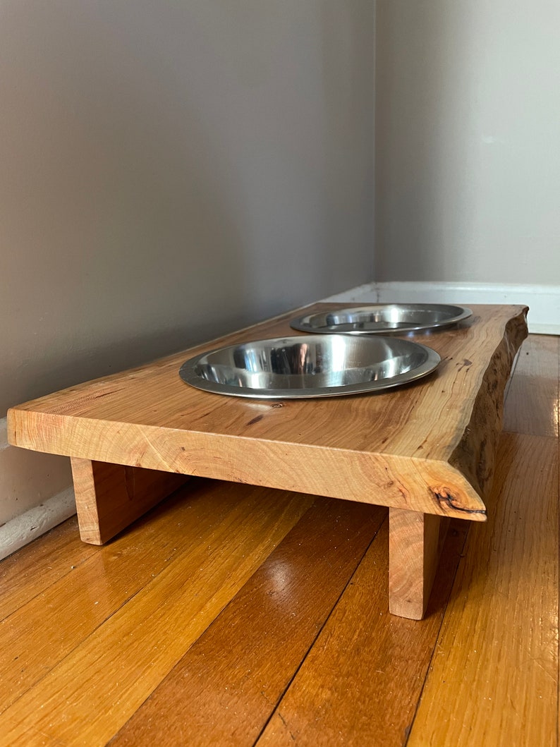Live Edge Wood Dog Bowl Holder / Feeder Station / Rustic & Farmhouse