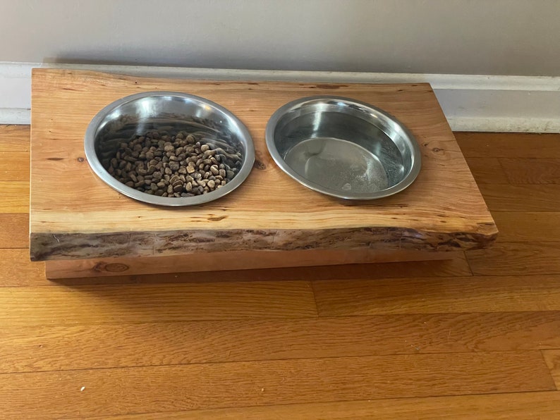 Live Edge Wood Dog Bowl Holder / Feeder Station / Rustic & Farmhouse