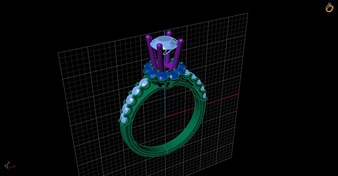 5.4mm Round Halo Engagement Ring CAD File | Rhino 3DM | Jewelry 3D ...