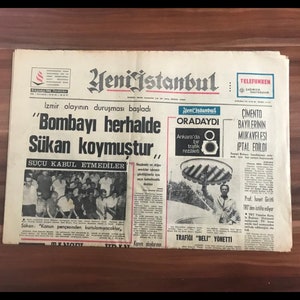 Turkish Old Newspaper, 1968, 15 August, Yeni İstanbul