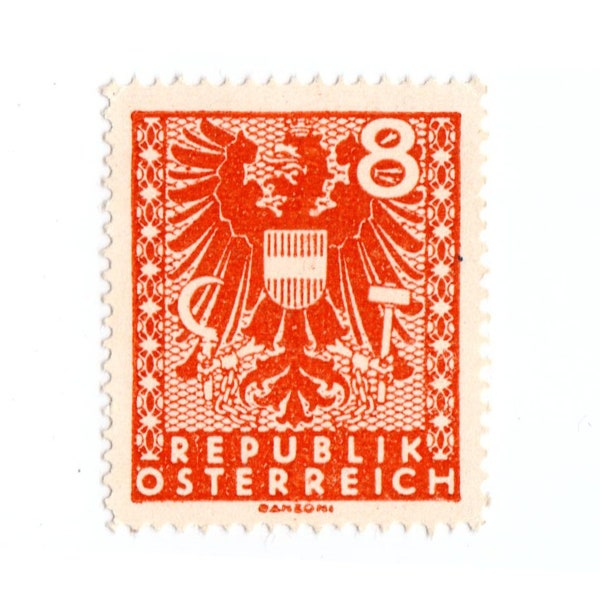 1945 Austria, para uso en Viena, Lowe Austria y Burgerland; Escudo de armas, sello postal de 8 Pf