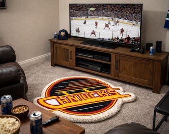 Vancouver Canucks Getufteter Teppich | Handgefertigte NHL Hockey Dekor | Eishockey Kunst