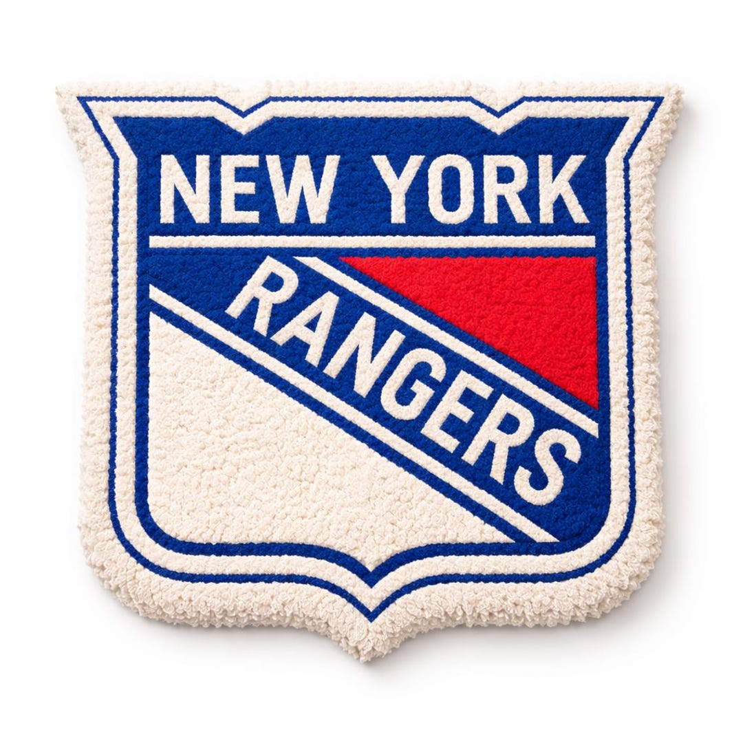 New York Rangers Tufted Rug | Handmade NHL Hockey Decor | Vintage ...