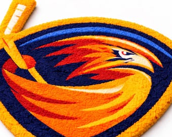 Atlanta Thrashers Tufted Rug | Handmade Vintage NHL Hockey Decor | Hockey Fan Art