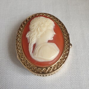 Boîte à Parfum Camée Vintage - Este Lauder - Laiton Ovale 5x4 Cm