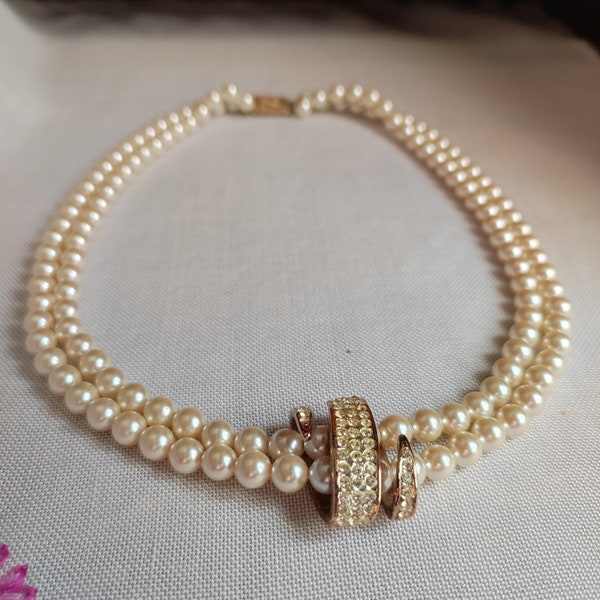 Classic Beauty Lotus Pearl Necklace 925 Sterling silver,  22Ct Gold plated, Weddings, Birthday Parties  Every Occasion, Vintage Jewellery