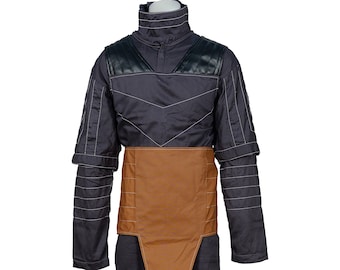 Inspired Starwar Din Djaran Basker ( The Mandalorian ) Flight suit with Flak Vest, Cummerbund, and Neck seal.