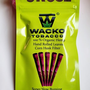 King Size 5 Piece Rose Cones Wacko Tobacco Rose 100% Organic Corn Husk Filters Pre-Rolled Leaf- 110mm