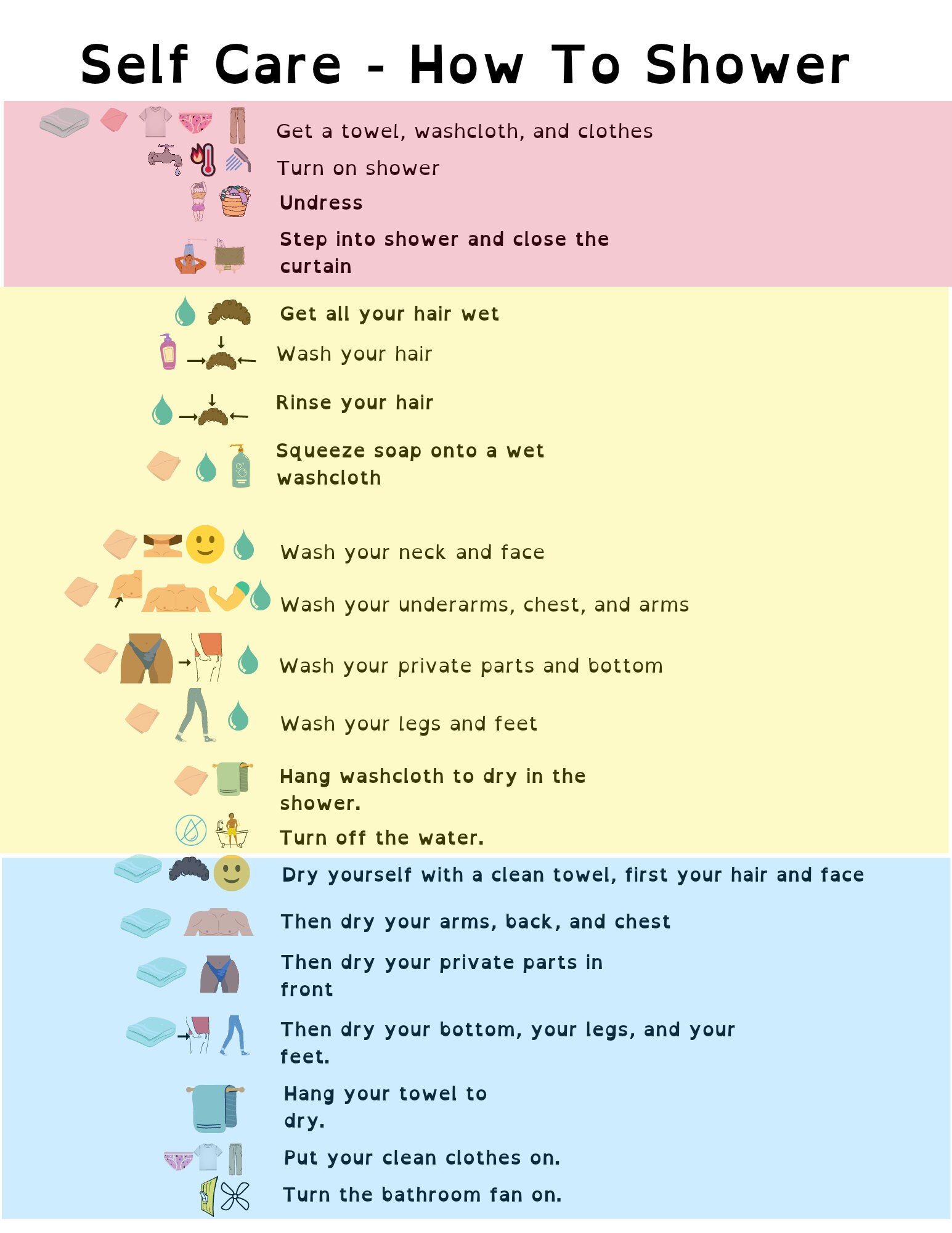How to Shower Prompt - Visual Schedule for Autism - Lifeskills PEC ...