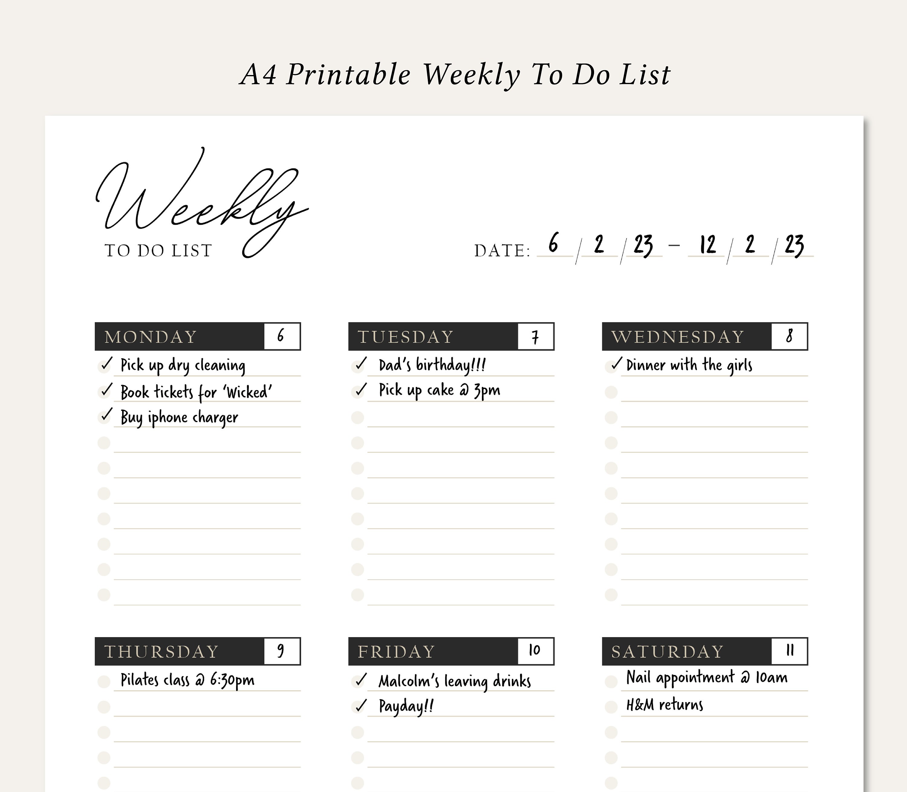 Weekly to do schedule weekly to do list printable weekly to do list