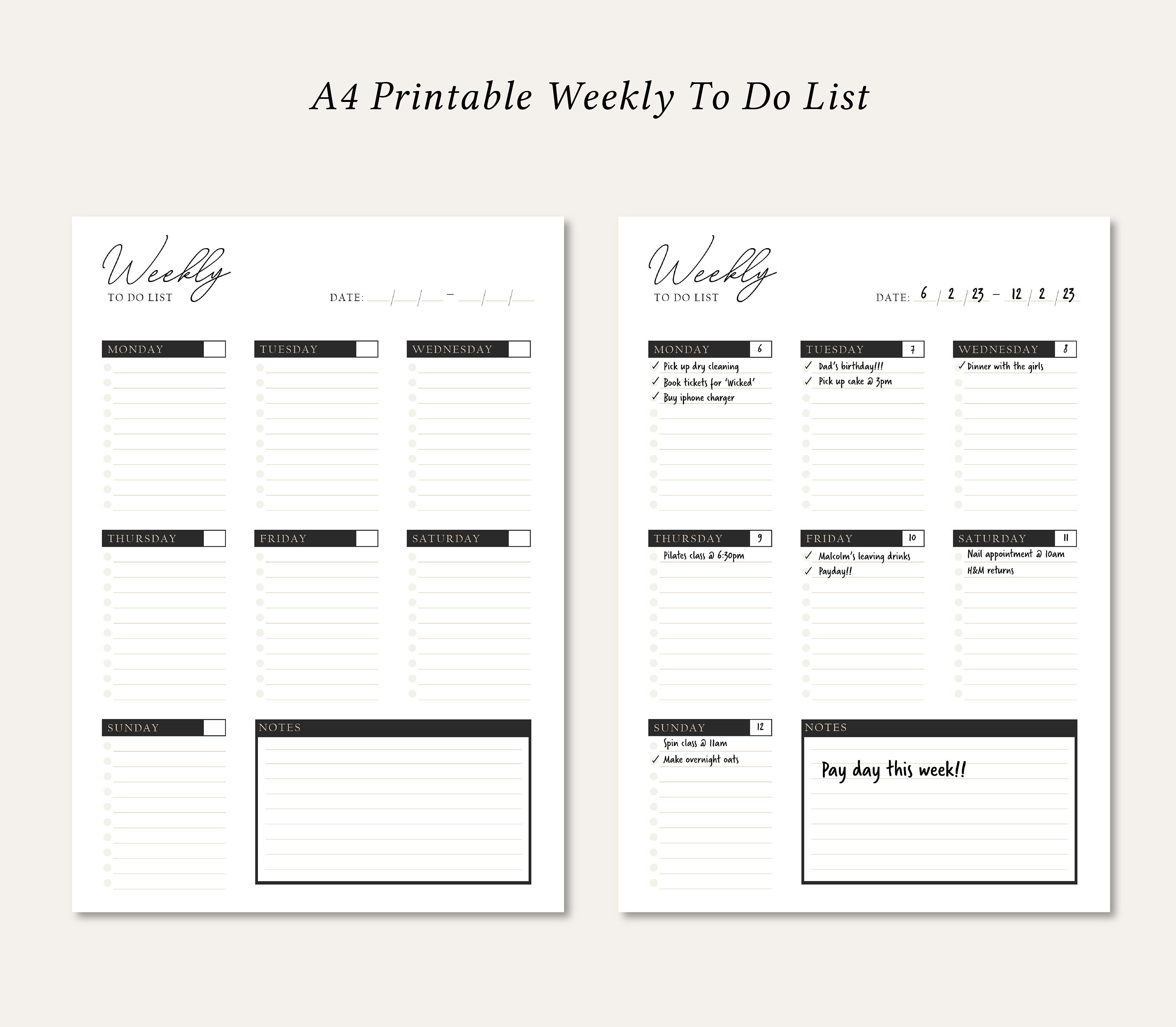 Weekly to do schedule weekly to do list printable weekly to do list