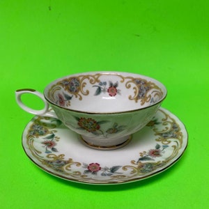 Vintage Keito Teacup and Saucer Made in Japan Porcelain Tea cup Floral Tea cup
