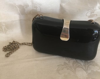 Vintage Hard Cover Black Evening Clutch