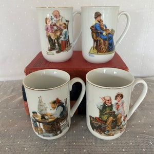 Norman Rockwell Vintage Collectible Coffee/ Tea Mugs set of 4
